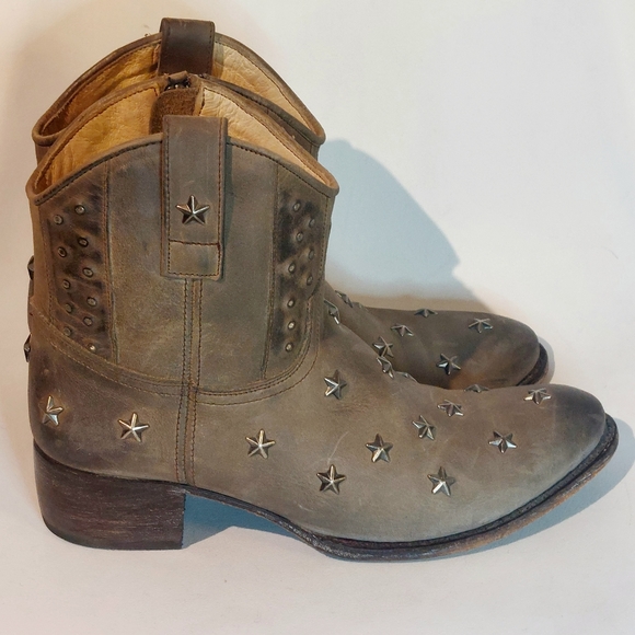 Sendra studded taupe leather low western boots, EU43/11 - Picture 6 of 16